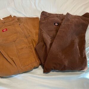 Bundle 2 Pair Dickie Work Pants. Dark chocolate brown 38x34. Duck brown 38x32.